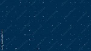 Template animation of evenly spaced baseball bats symbols of different sizes and opacity. Animation of transparency and size. Seamless looped 4k animation on dark blue background with stars
