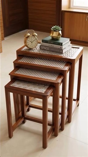 A set of four nesting tables, neatly crafted for effortless use ✨ #codesilverindia #nestingtables