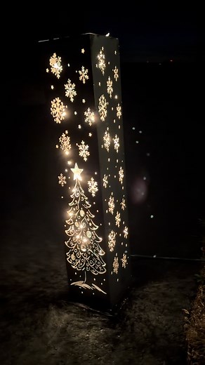 Our Enchanted Evergreen Christmas pillar filled with string lights. This is now an option right here: https://north-forge.com/products/enchanted-evergreen-solar-pillar-steel-christmas-tree-solar-light | Northern Forge Metalworks