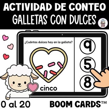 Counting Cookies with Sprinkles Boom Cards™ Spanish Actividad Conteo Number