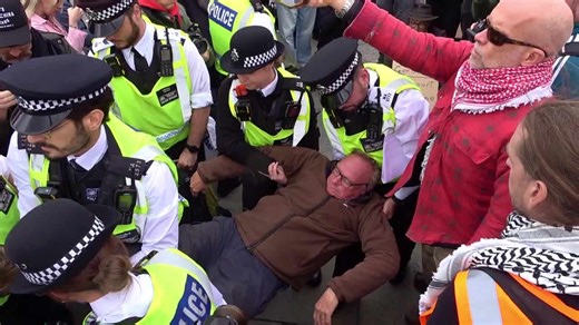 Police make arrests at Pro-Palestine Protest in Trafalgar Square Following Manchester Attack
