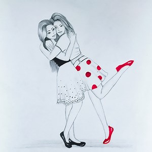 How to draw Friendship drawing | drawing best friends | easy drawing for girls | girls drawing ##girldrawing #pencildrawing #art | Drawingneelu