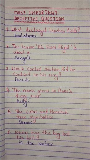 Class 10 English Most Important objective questions