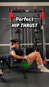 Hip Thrust Tips: App from @fitbodapp 1. Support Position: Ensure the support surface is placed below your shoulder blades. This provides stability and prevents unnecessary pressure on the upper back. 2. Foot Placement & Knee Angle: Position your feet directly under your knees, creating a 90-degree angle between your thighs and lower legs when at the top of the movement. This optimizes hip extension and reduces knee strain. 3. Foot Angle & Leg Position: Slightly turn your legs outward and positio
