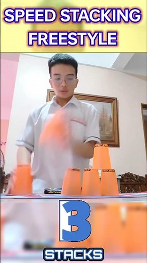 A Crazy Fast Speed Stacking Freestyle 2/3's Cycle in 4.582 Seconds! #shorts