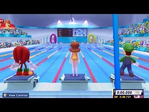 Mario and Sonic at the London 2012 Olympic Games - 100m Freestyle Swimming (All Characters)