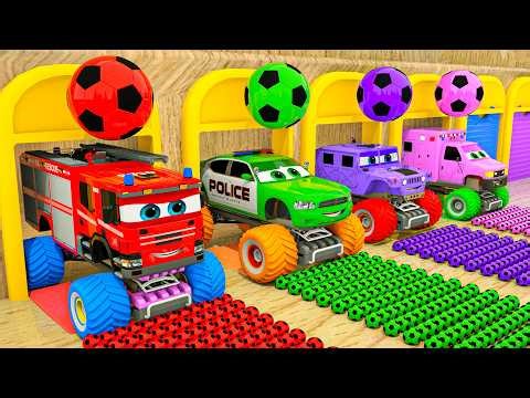 5 Little Monkey + Egg Surprise Simple kids song | Monster Trucks and Slides | Baby Nursery Rhymes