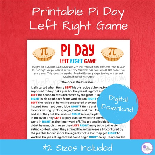 Pi Day Left Right Game, Pi Day Party Game Printable, Math Pi Day Activity for Kids, Pie Day Classroom Game, Pass the Prize Game, March 14th - Etsy