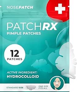 PatchRx Pimple Patches for Nose (12 Pack), Cover Nose Pimples - Hydrocolloid Acne Patches - Pimple Patch Hydrocolloid Patches & Pimple Stickers, Nose Strip, Zit Patches