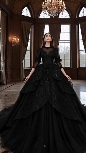 Black Multi-Layered Sparkle Tulle Ball Gown | Luxury Gothic Formal Dress #BlackSparkleBallGown