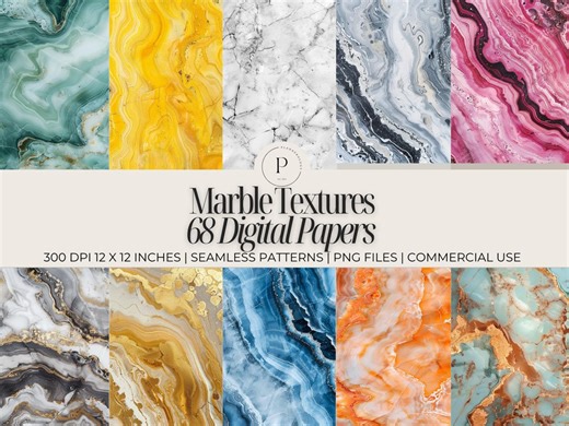 Marble Digital Paper Bundle 68 Seamless Patterns, 12x12 Marble Texture PNG, Luxury Backgrounds, Commercial Use PLR MRR - Etsy