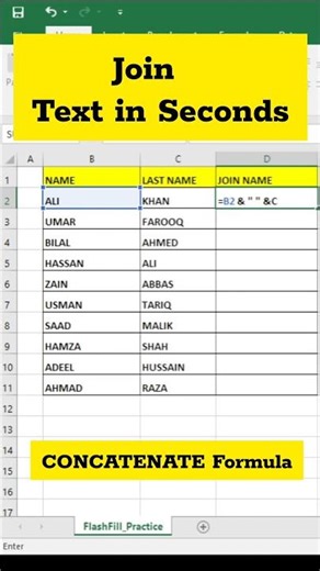 #excelformula #excel #exceltips #exceltricks #exceltutorialExcel join Text Formula 😲 #education