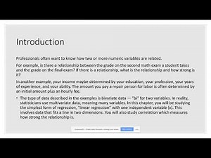Linear Regression and Correlation Introduction