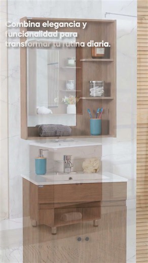 Mobi Muebles - Espejo y Mueble para Baño Sedona Disponible en color Nogal