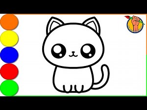 How To Draw A Cat Step By Step | How To Colour Cat Easy | Learn Colors With Cats | How To Draw Cats