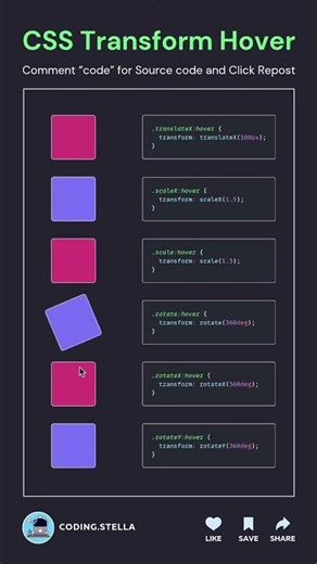 CSS transform hover code 💻