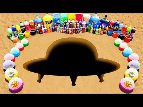 Big Toothpaste Eruption from Flying Saucer pit with Orbeez, Balloons Fanta, Coca Cola vs Mentos