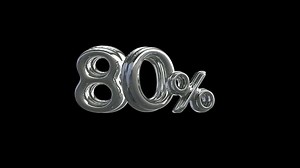 Download 80 Percent 3D number animation with alpha channel for free