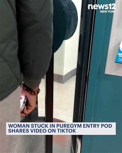 'PURE PANIC': PureGym took over all former BLINK fitness locations in Brooklyn, and with the makeover came new sliding doors that require a phone scan to enter. READ MORE: https://bit.ly/3MFa4zF | News 12