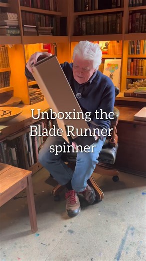 Blade Runner spinner In the film, Blade runner, released in 1982, one of the designs of Syd Mead’s was the police car (spinner), which flew in mid air. It was a pretty amazing piece of design. Here I am unboxing one of the models. The film was set in 2019. It was an incredibly dense model-making film - there was nothing digital. The model makers made models for which they believed no one would ever see the details, so they used to play games with this. There are some giant blimps in the beginnin