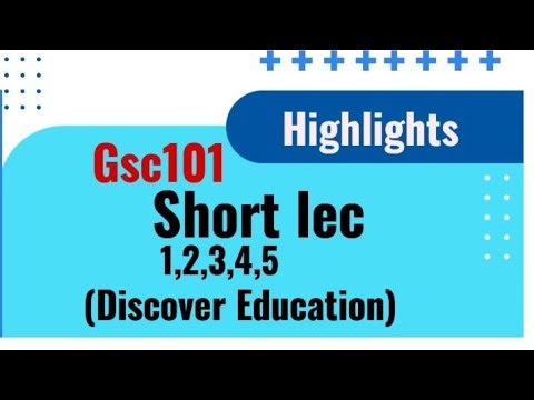 GSC101 Lecture 1,2,3,4,5|General Science Lec 1-5| Virtual University |Short Lectures