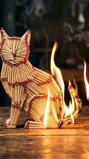 Creative: The Burning Matchstick Cat | Cinematic Fire Art 🐈‍🔥