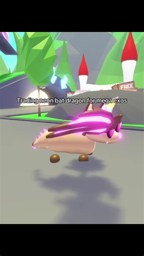 Trading Neon Bat Dragon for Mega Exos in Adopt Me