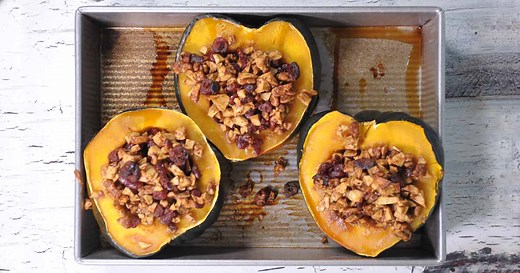 Stuffed Acorn Squash With Apples, Nuts and Cranberries
