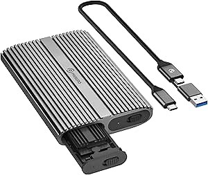 PHIXERO Dual M.2 NVMe SSD Enclosure, Tool-Free M.2 Enclosure, USB 3.2 Gen 2 [10Gbps], Aluminum SSD Enclosure for M.2 PCIe NVMe M Key/B+M Key 2280/2260/2242/2230 SSD. Support UASP Trim, Thunderbolt 3