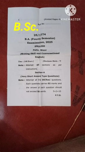 BSC/ BA /Bcom minor English paper writing skills and communication English #mgkvp