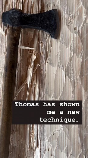 Thomas has shown me a new hewing technique with a lightweight axe! A happy carpenter is one who continues to learn- do you agree 😊🪓 I love the finish- reminds me of Japanese adze finishes. Can’t wait | Sophea SME