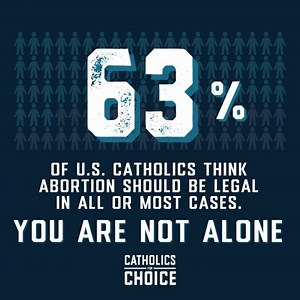 32 reactions · 14 shares | Pro-choice Catholics, you're in good company: 63% of U.S. Catholics believe abortion should be legal in all or most cases. | Catholics for Choice | Facebook