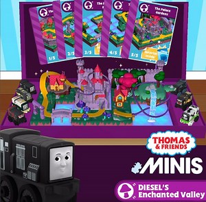 Discover Diesel's Enchanted Valley! Twist, turn and jump through the magical forest to find the Medieval Castle. Don't forget to collect all the new skins and toys! https://apple.co/3qBL1hs | Thomas & Friends