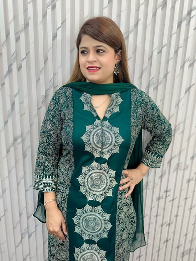 Rangoli Block Print Three Piece Suit Flat 670/- https://fabassure.com/products/rangoli-block-print-tree-piece-suit Size S to 3XL or WhatsApp on 9310133166 | Fabassure By Prerna