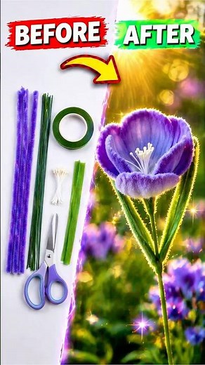 Simple DIY Flower Craft 🌸 Fuzzy Wire Tutorial #shorts