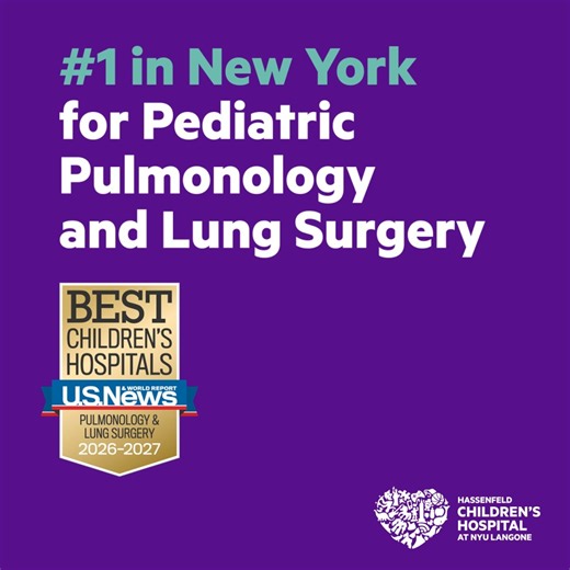 We’re proud to share that Hassenfeld Children’s Hospital is ranked No. 1 in New York State for pediatric pulmonology and lung surgery, according to U.S. News World Report’s 2026–2027 Best Children’s Hospitals guide! Learn more: https://t.co/pUwT2qbU54 https://t.co/MGR4U1qumB