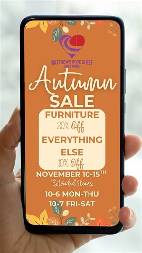 Find your next treasure at the Matthew's Hope Chest Store & Boutique Autumn Sale kicking off Monday morning at 10am 💜 #homelessnessawarenesss #MatthewsHope #helpushelpthemhelpthemselves #sale #wintergarden #vintage | Matthew's Hope, Orange County