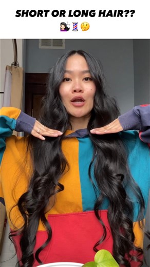 Linda on Instagram: "樂 should i do it???! ‍♀️#haircut #shorthair #longhair #bobcut #help"