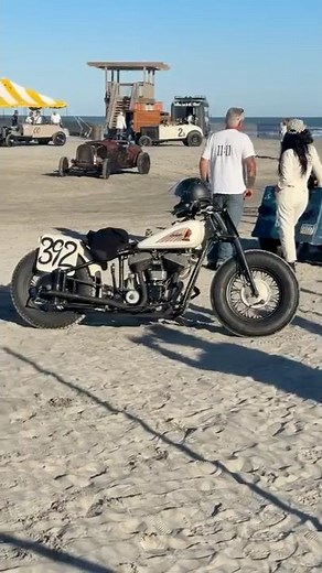 TROG Beach Drag Racing Antique Indian Flathead Harley The Race of Gentleman Antique Motorcycle Race