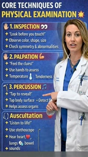Core Technique of Physical Examination #assessment #inspection #palpation #auscultation #percussion