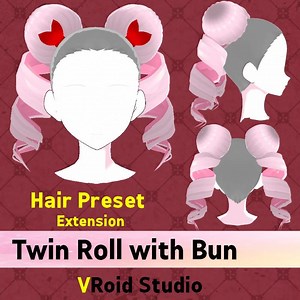 Vroid Hair Preset: Twin Roll Tails With Bun - Vtuber Accessory - Etsy UK