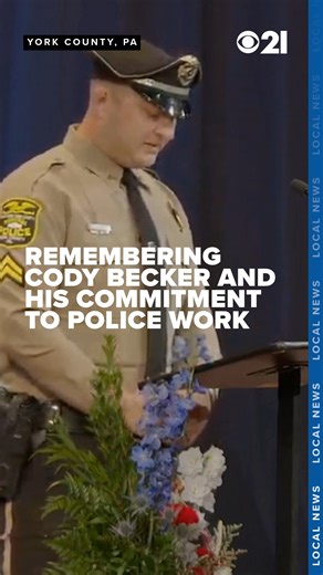 "Can I have that deer?" A humorous story delivered about fallen detective Cody Becker is met with laughter from funeral-goers. READ MORE: https://local21news.com/news/local/happening-today-funeral-for-3-fallen-pa-police-officers-northern-york-county-regional-police-detective-cody-becker-mark-baker-isaiah-emenheiser-north-codorus-township-service-procession-burial #officerdown #detective #police #york #breakingnews #funeraltribute | Local 21 CBS News, WHP Harrisburg