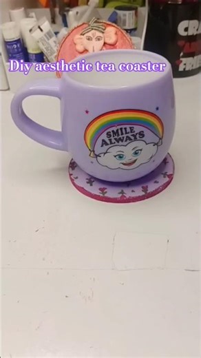 diy aesthetic tea coaster☕ #diy #teacoaster #shorts #youtubeshorts