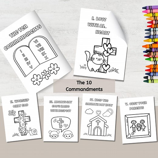 Ten Commandments for Kids Printable Coloring Pages, Bible Verse Coloring Page for Preschoolers, the Ten Commandments for Classroom, Design 3 - Etsy