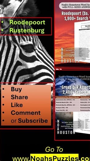 South Africa (Roodepoort, Rustenburg) #shorts #wordsearch #travel #genealogy #noahspuzzles