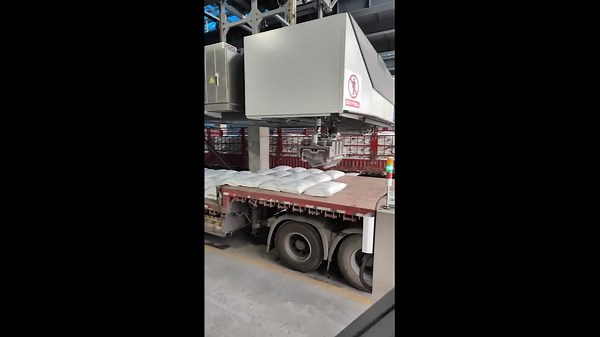 Robotic arms load sacks onto truck in Anhui Province, China