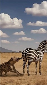 Zebra’s Powerful Kick Sends Hyena Crashing | Real Wildlife Action Shot (No Injury)