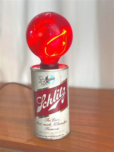 Vintage Schlitz Beer Can Table Light: Retro Red Flickering Bulb - Etsy