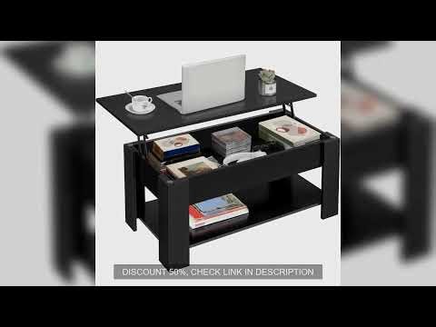 Wooden Coffee Table, Lift Top Coffee Table with Large Hidden Storage Shelf, Lift Tabletop Dining Tab