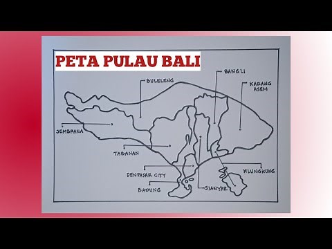 Cara menggambar peta PULAU BALI||sketsa gambar peta pulau Bali lengkap